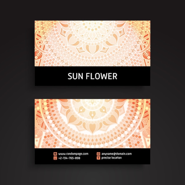 Vector business card. vintage decorative elements. ornamental floral business cards or invitation with mandala