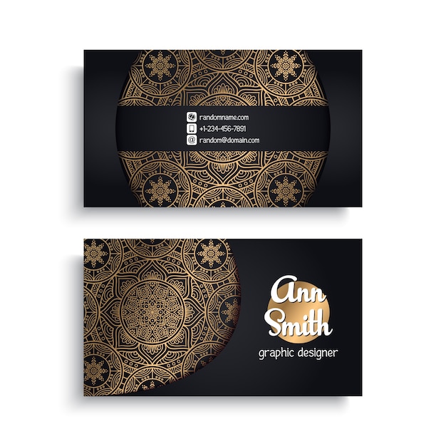 Vector business card. vintage decorative elements. ornamental floral business cards or invitation with mandala