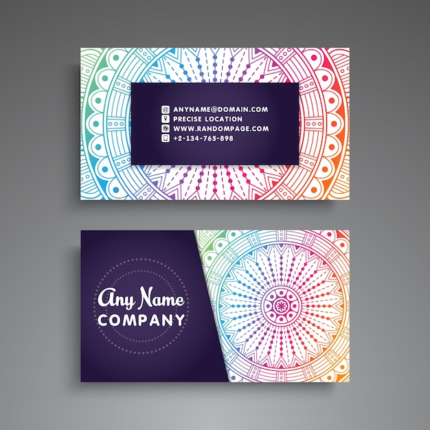 Vector business card. vintage decorative elements. ornamental floral business cards or invitation with mandala