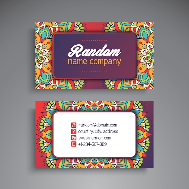 Business card vintage decorative elements ornamental floral business cards oriental pattern vector illustration