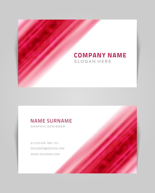 Business card with abstract lines and dots vector banner Red stripes fiber banner with creative blurred dusty textures