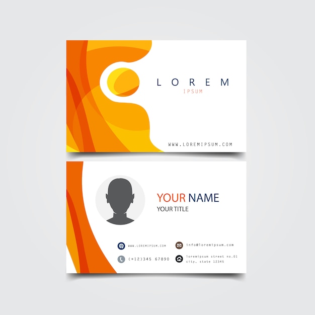 business card with abstract wave framing