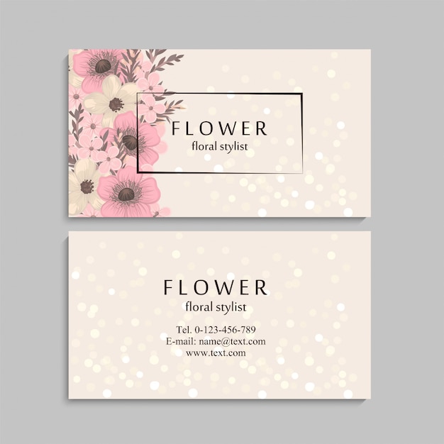 Business card with beautiful flowers. template