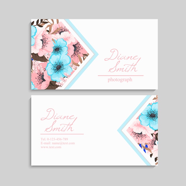 Business card with beautiful flowers. template