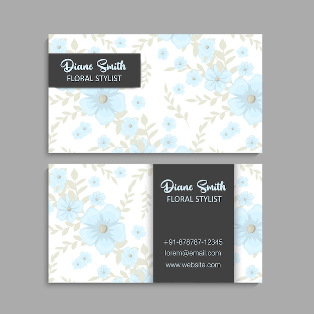 Business card with beautiful flowers. template