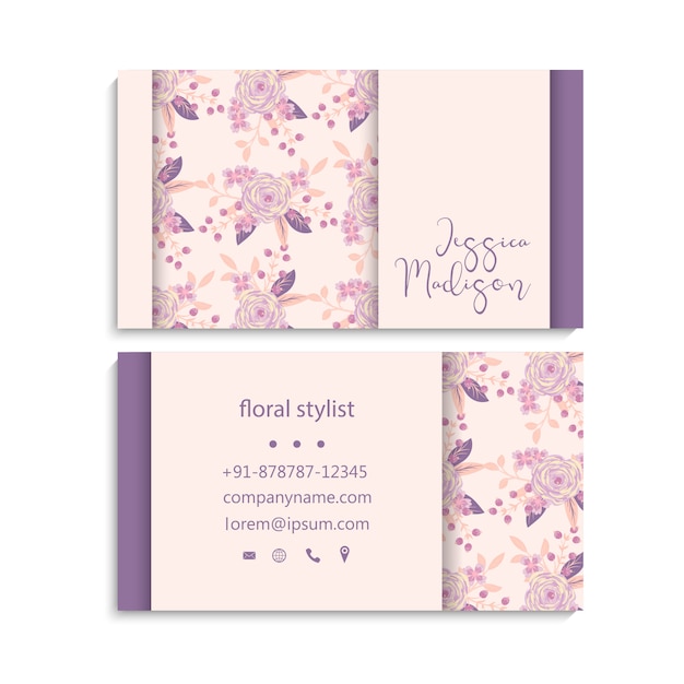 Business card with beautiful flowers. template