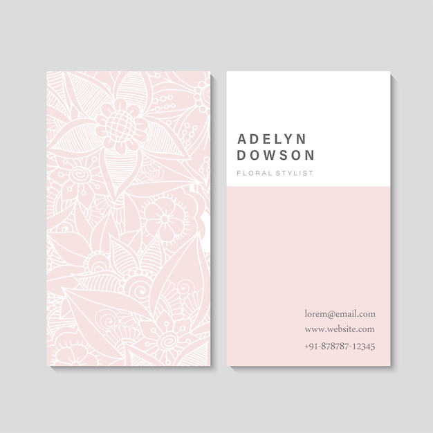 Business card with beautiful flowers template