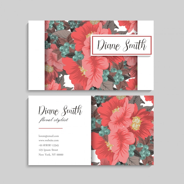 Business card with beautiful flowers.