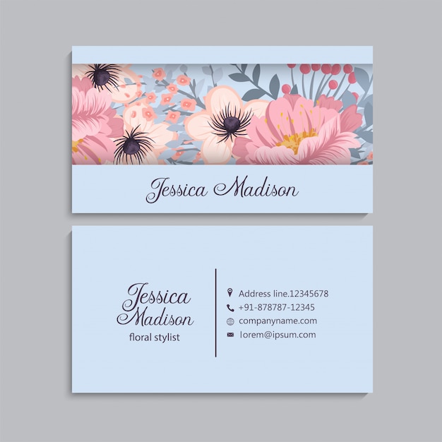 Business card with beautiful flowers