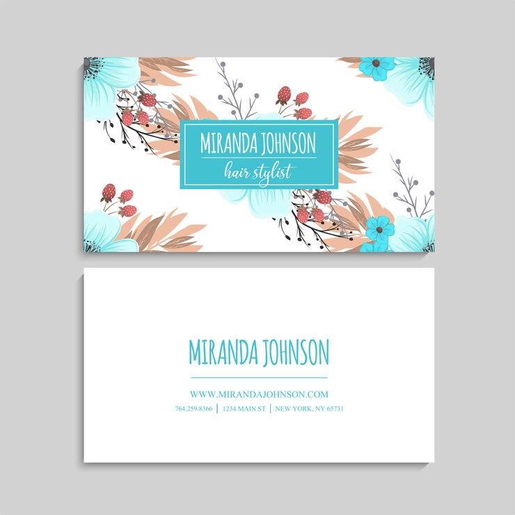 Vector business card with beautiful flowers