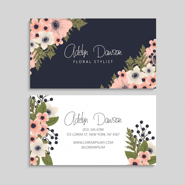 Business card with beautiful flowers
