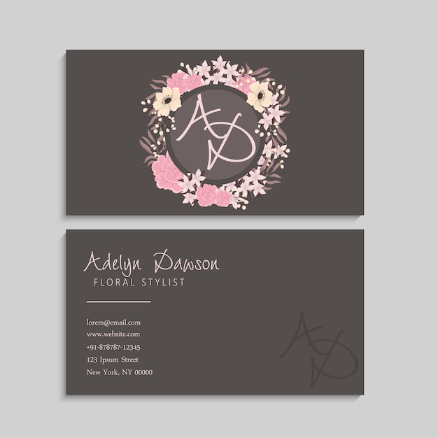 Business card with beautiful flowers 