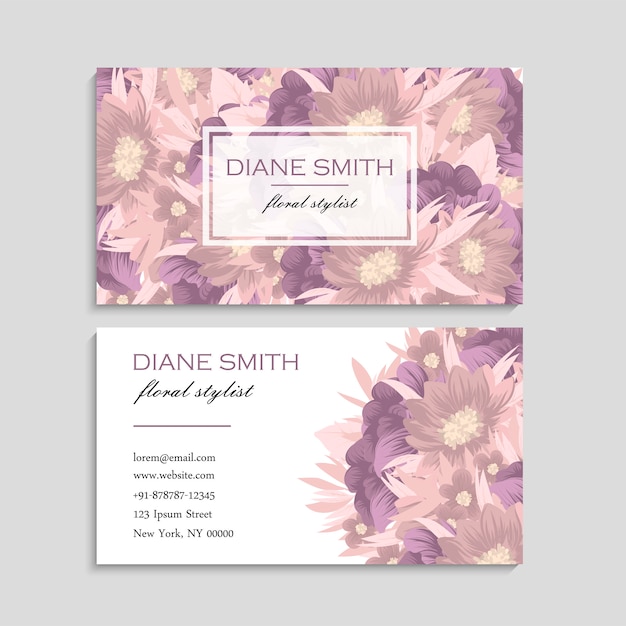 Business card with beautiful flowers