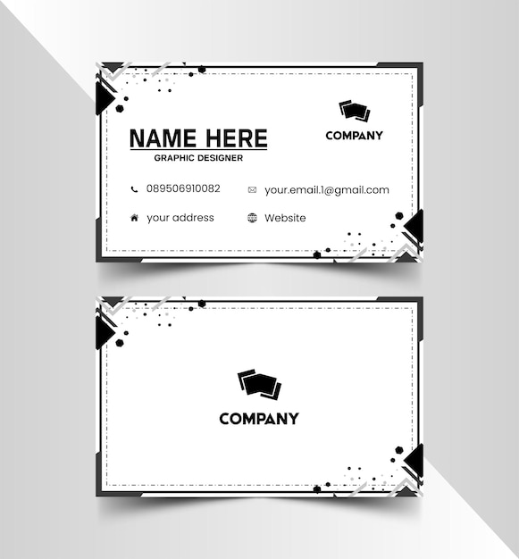 Vector business card with a black and white design