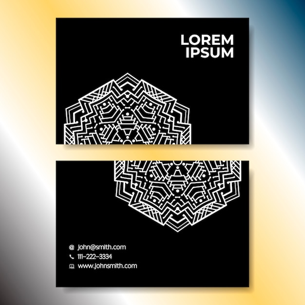 Business card with black and white ornamental elements