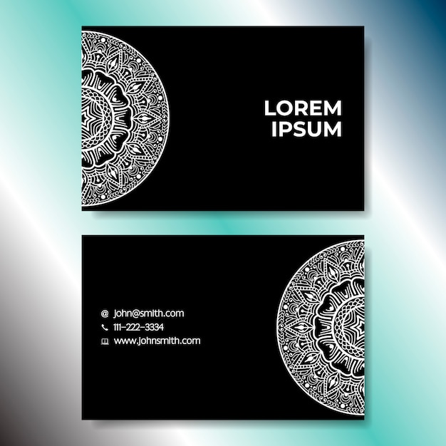 Business card with black and white ornamental elements