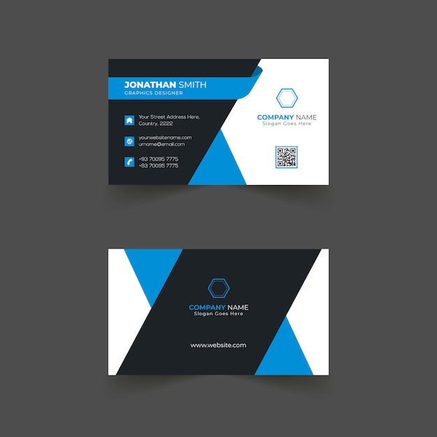 Business card with blue details premium