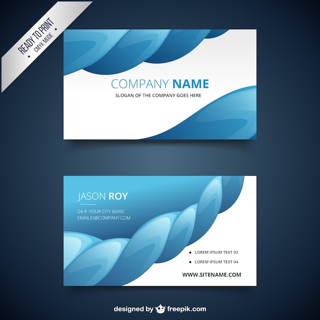 Vector business card with a blue spiral