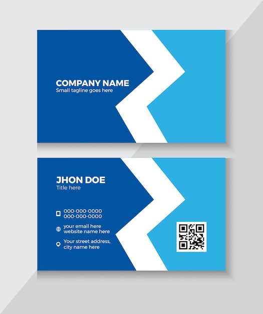 Business card with a blue and white pattern