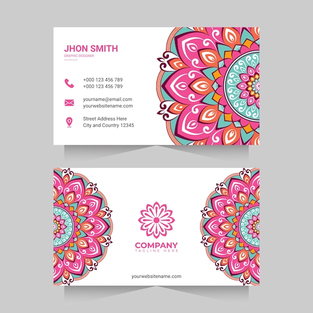 Business card with colorful mandala