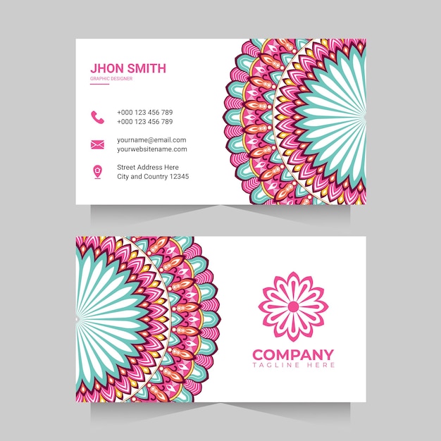 Business card with colorful mandala