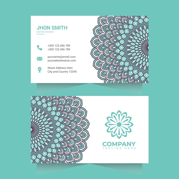 Vector business card with colorful mandala