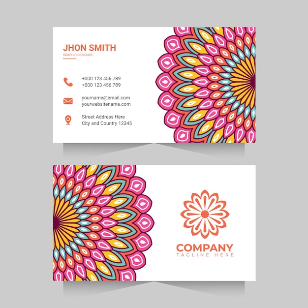 Business card with colorful mandala