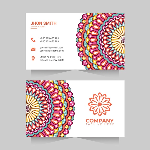 Business card with colorful mandala