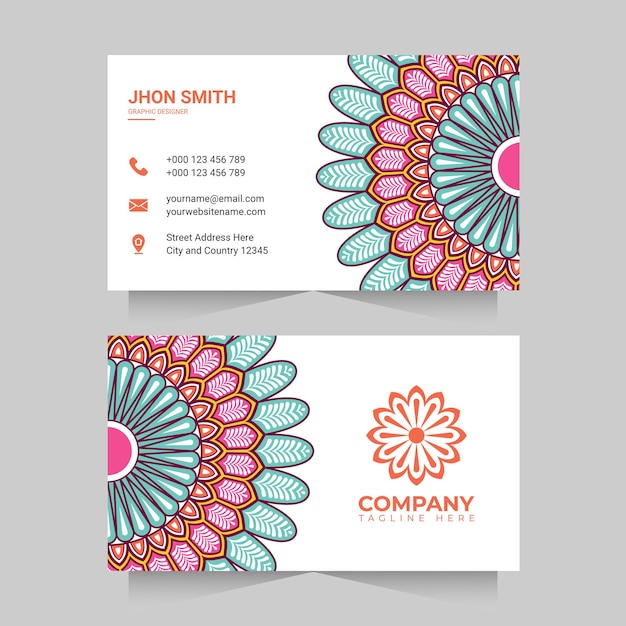 Business card with colorful mandala