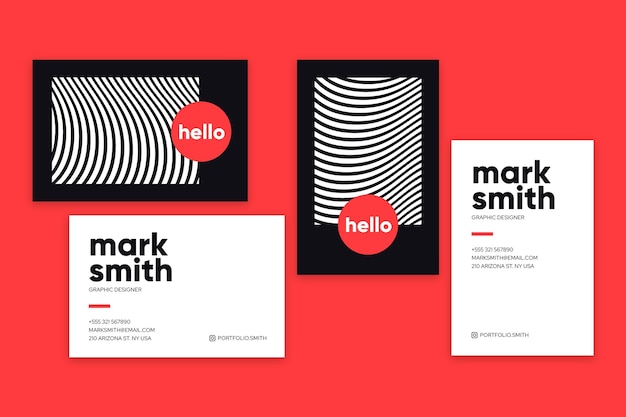 Vector business card with distorted lines