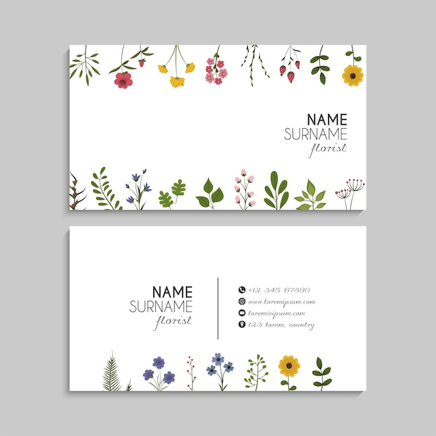 business card with floral frame