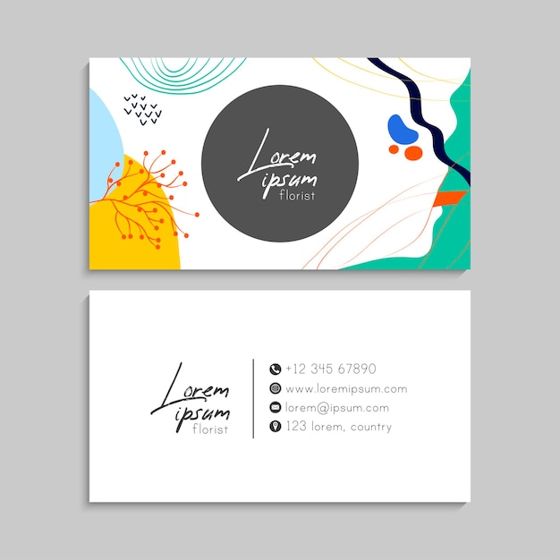 business card with flowers in pastel colors