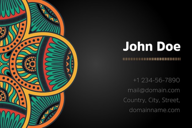 Vector business card with gold mandala design