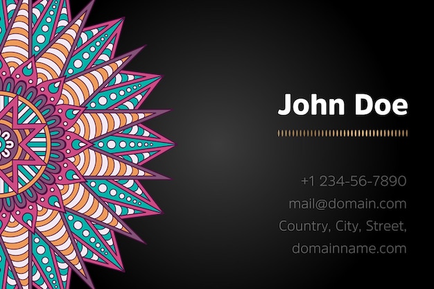 Vector business card with gold mandala design