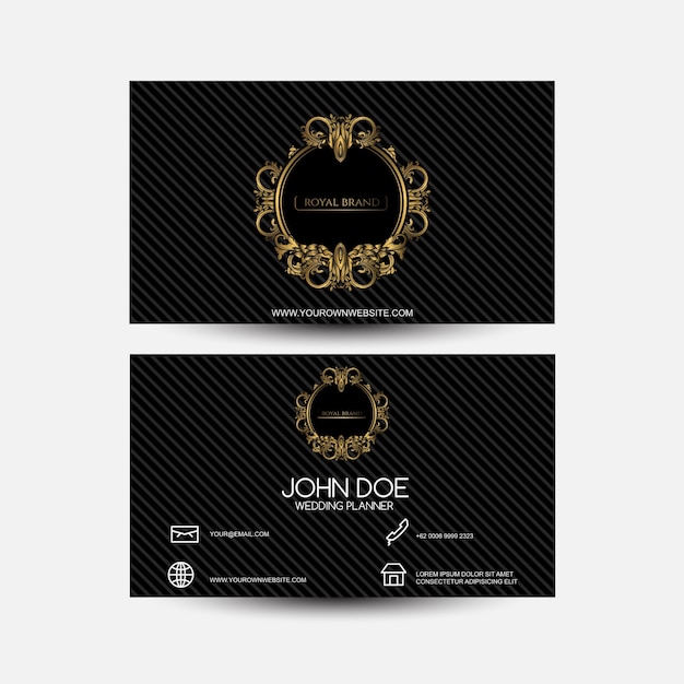 Business card with gold ornament and black paterrn