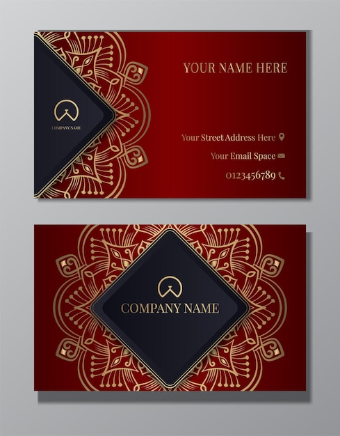 Business card with golden mandala ornament