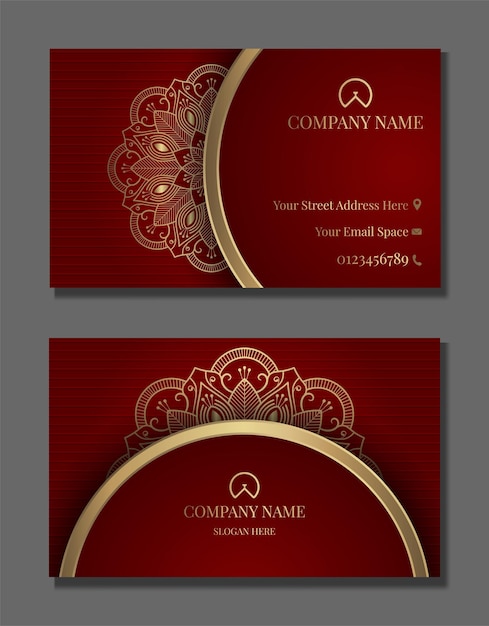 Business card with golden mandala ornament