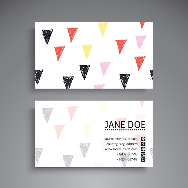 Business card with hand drawn triangles