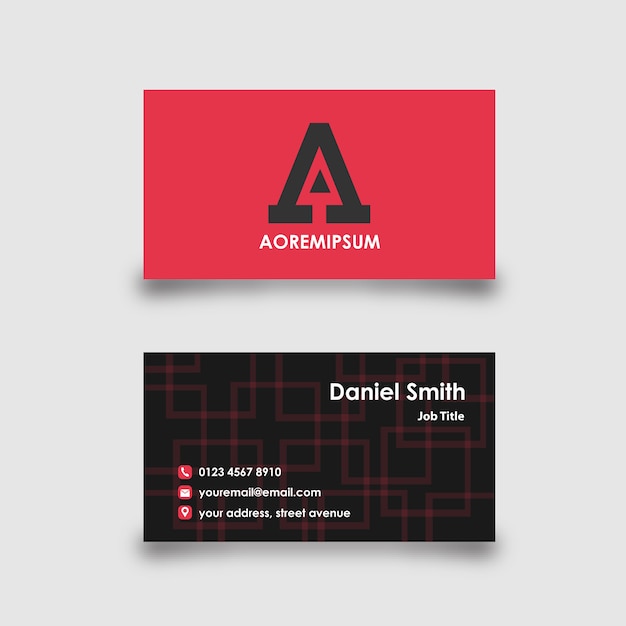 Business card with letter a logo