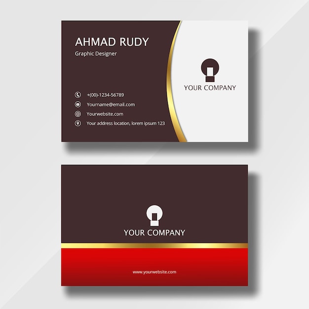 Vector business card with luxury gold line combination