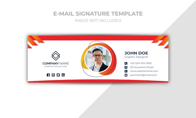 a business card with a man in a suit and a red and yellow logo