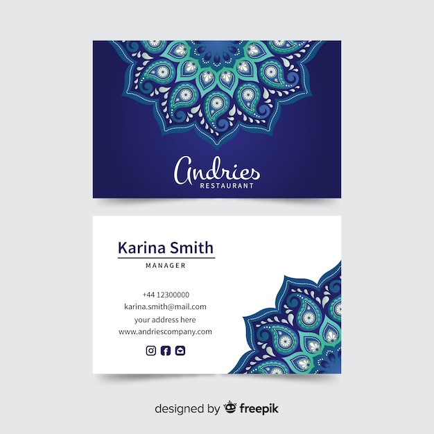 Vector business card with mandala design