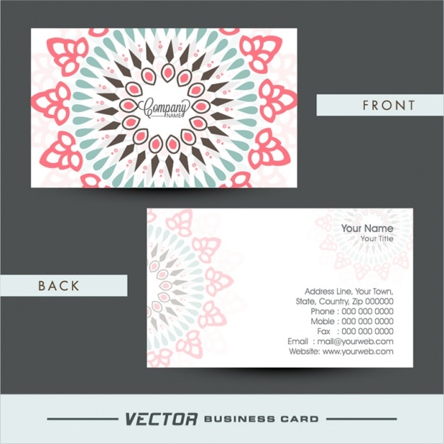 Business card with mandala in pastel colors