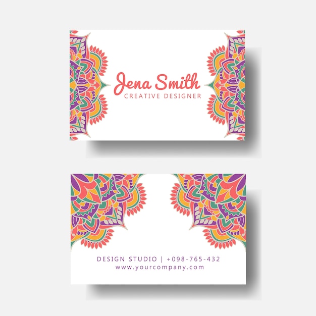 business card with mandala or vintage decorative elements 