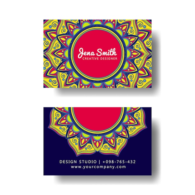 Business card with mandala or vintage decorative elements