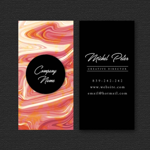 Vector business card with marble texture