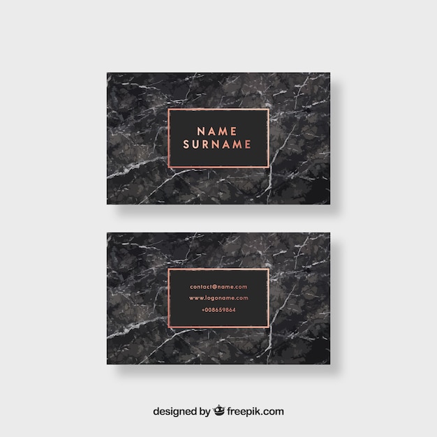 Vector business card with marble texture