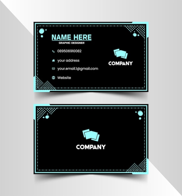 A business card with the name here on it