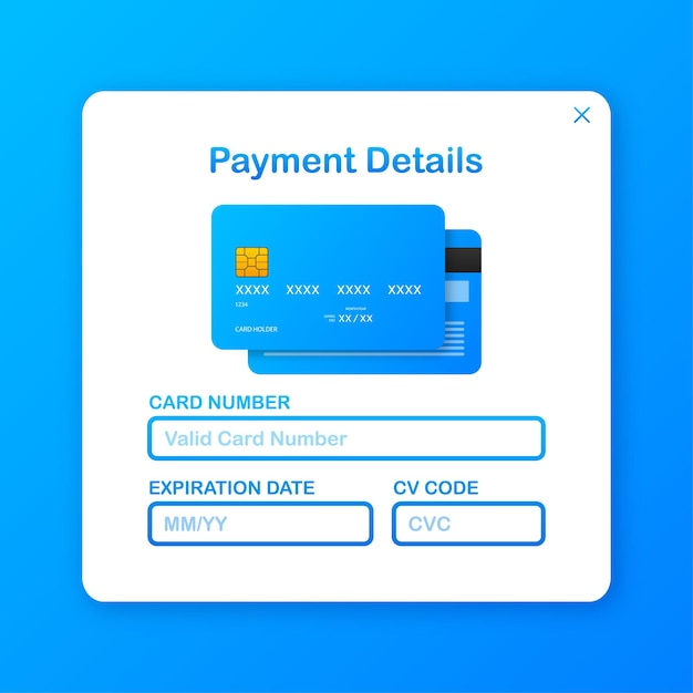 웹 페이지 디자인을 위한 지불 세부 정보가 있는 명함 온라인 쇼핑 신용 카드 온라인 상점