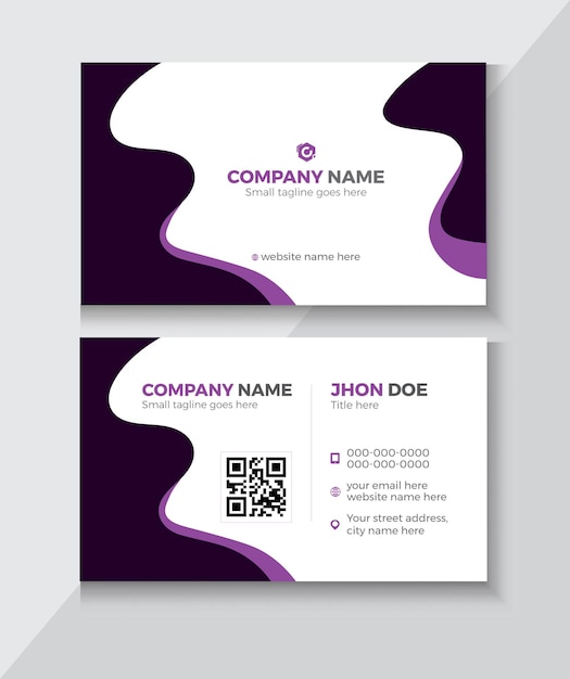 Business card with a purple background and a logo for a company called joh.